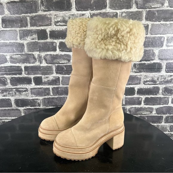 NWOT Cult Gaia Cowhide Suede Sommar fold over Boots - Size 36.5 - Picture 6 of 14